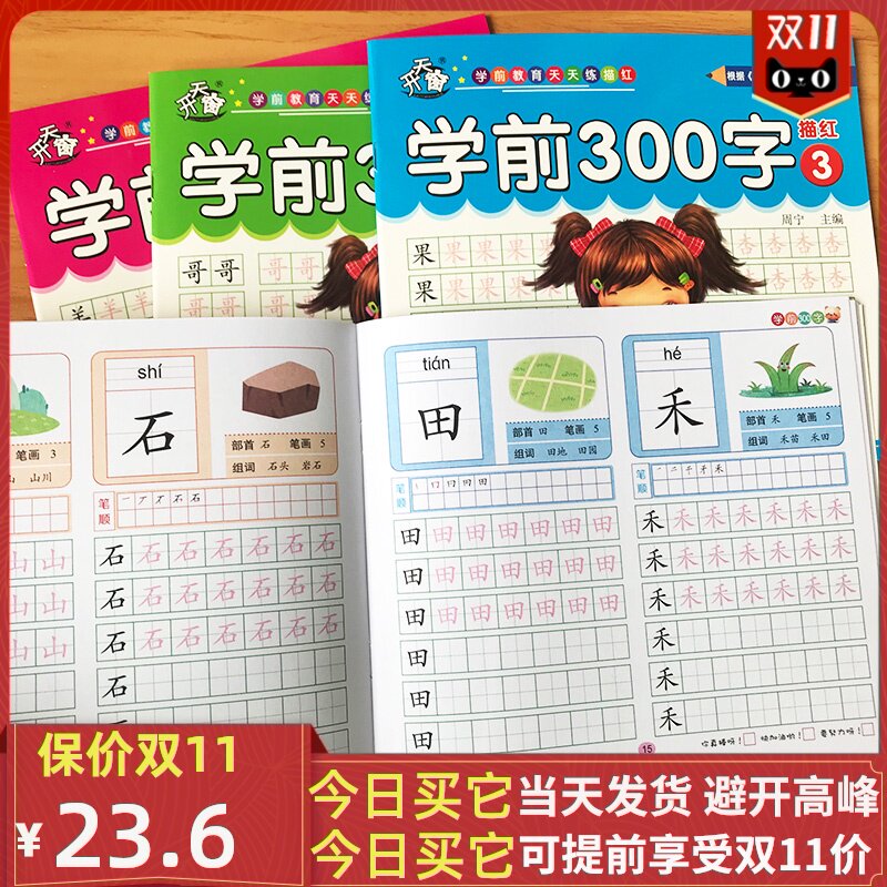 学前300字幼儿园汉字描红本3-6岁幼儿童大班写字本练习册练字帖
