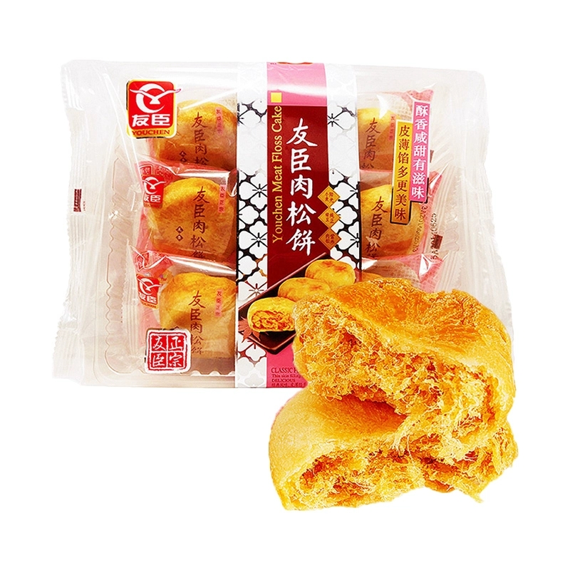 友臣肉松饼6枚装208g独立包装肉松饼早餐下午茶点心怀旧休闲零食