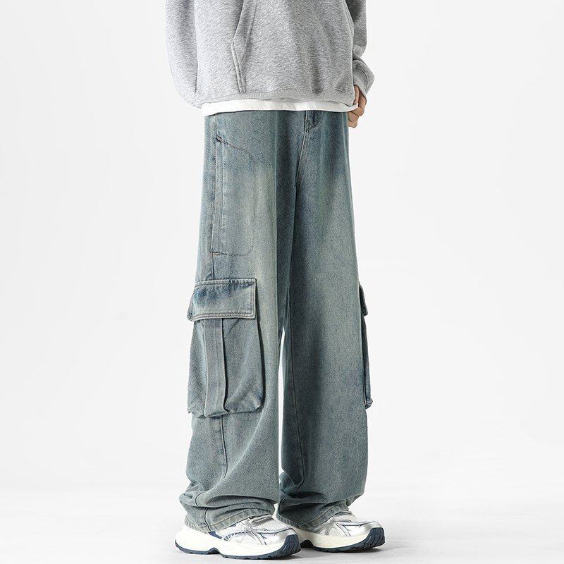 CYDCLUB 春季新款美式大口袋工装牛仔裤男女情侣宽松直筒休闲长裤,男装,卫裤,淘宝优惠券,粉丝福利购,淘宝优惠卷
