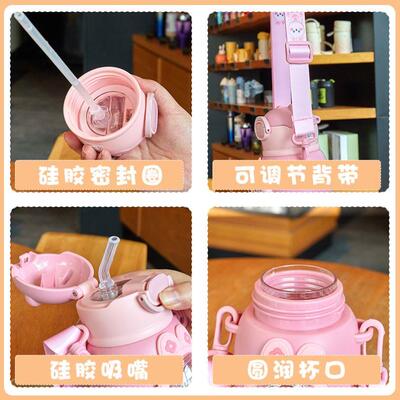 520ML Kids Water Bottle with Straw for Children Girls School