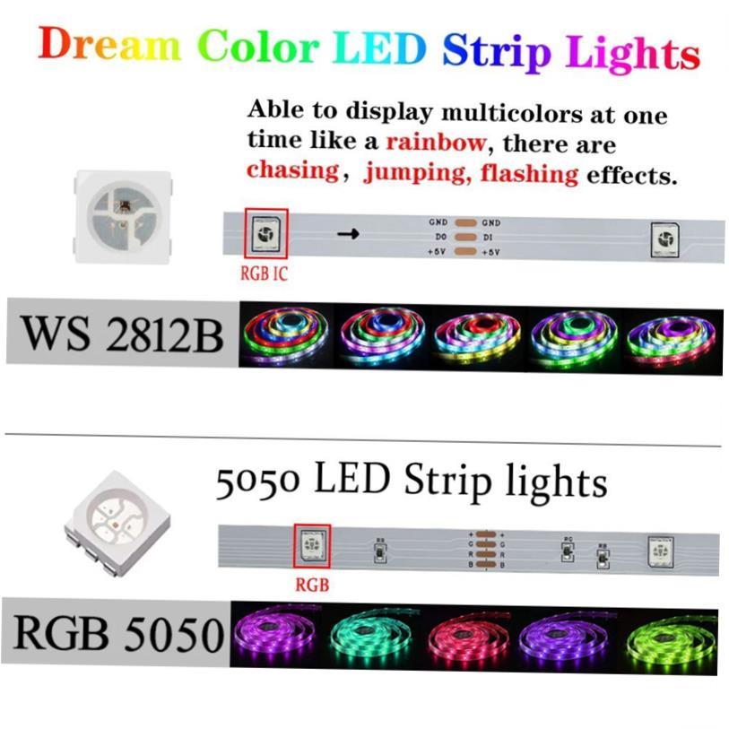 LED Strip 1m-30m RGBIC WS2812b Bluetooth App Control Chasing