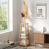 简易衣帽架落地卧室家用转角收纳置物架客厅玄关实木挂包衣服架子