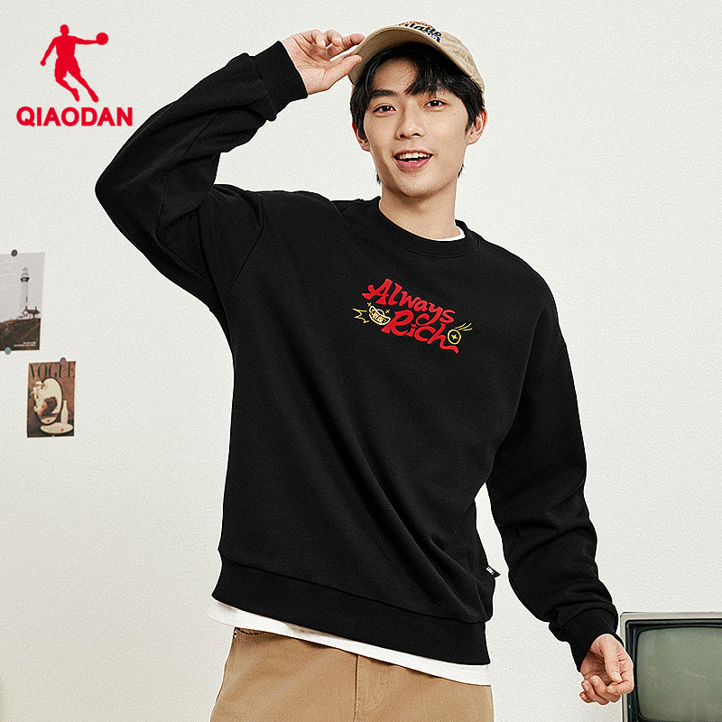 乔丹长袖黑色秋冬新款宽松穿搭