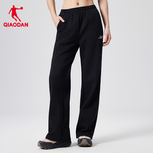 乔丹加厚阔腿裤直筒长裤女生休闲抽绳两穿平收口2025秋冬新款保暖