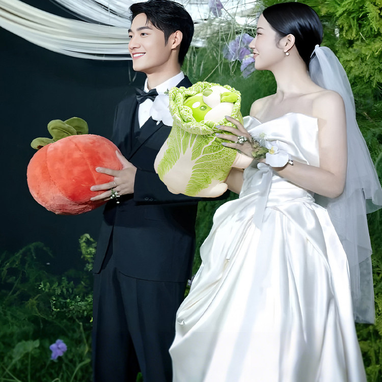 婚礼拍照创意手捧花新娘抛洒玩偶好事发生菜生财柿柿如意伴手礼