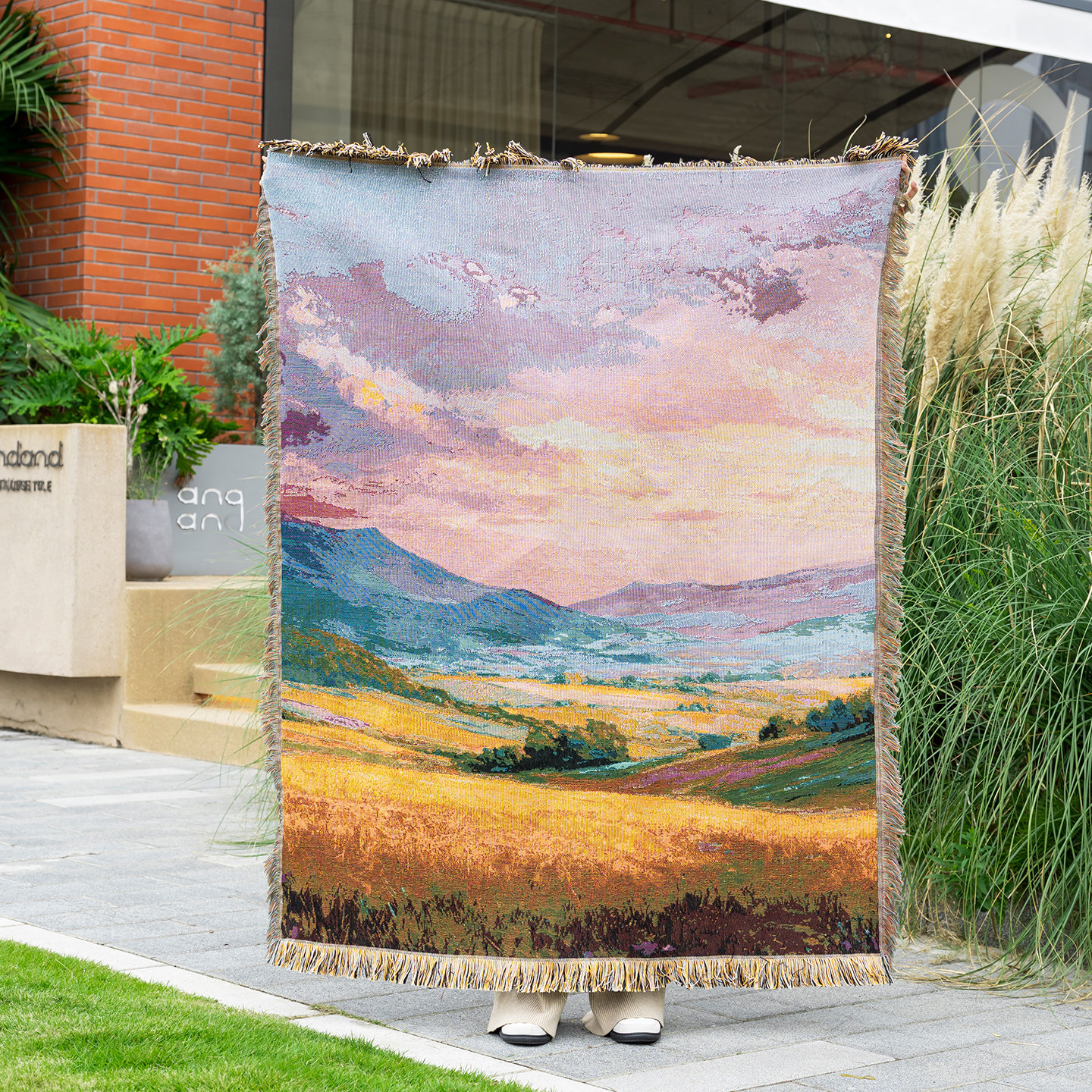 时光与布格林得瓦日落湖景客厅卧室家居装饰壁毯流苏边艺术挂毯子,居家布艺,挂毯/壁毯,淘宝优惠券,粉丝福利购,淘宝优惠卷