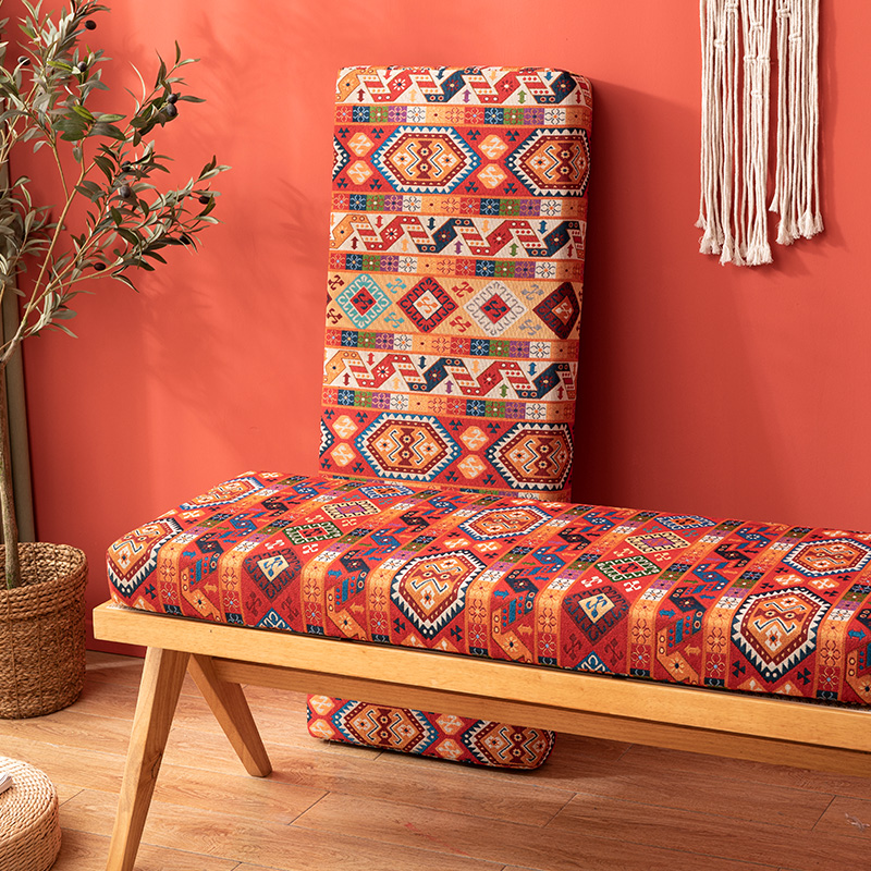定制坐垫提花民族风实木椅垫防滑椰棕乳胶海绵凳子座垫卡座飘窗垫