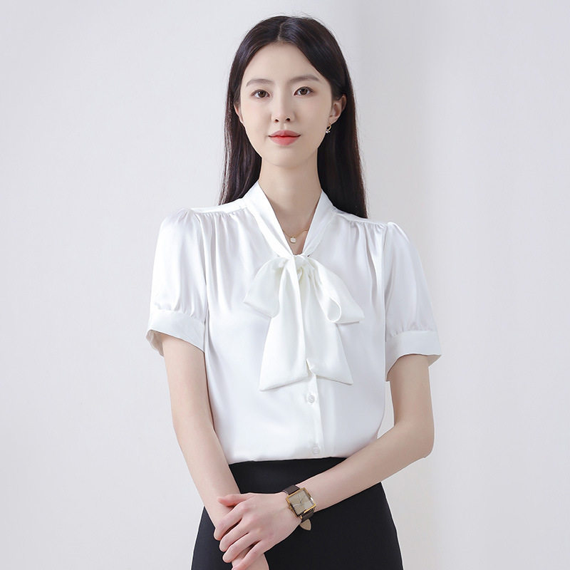 雪纺上衣女夏高级感短袖衬衫女款设计感小众气质职业通勤女式衬衣