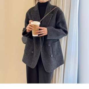 双面羊绒羊毛大衣女新款小个子中长款高级感西装毛呢外套女