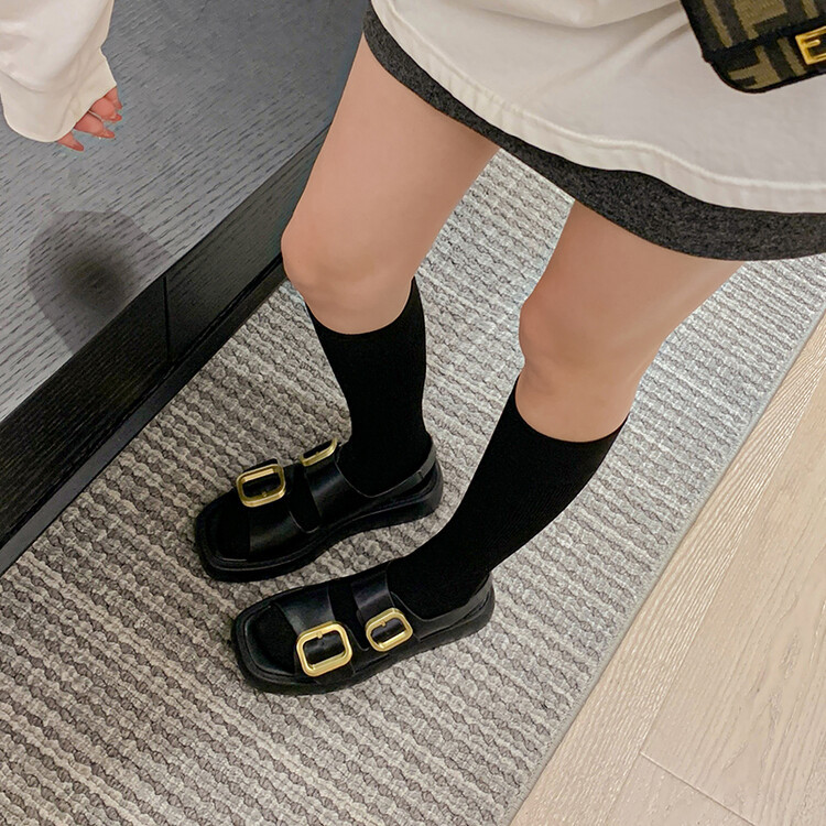 真皮松糕厚底罗马凉鞋女夏季配裙子时尚ins潮休闲百搭设计感小众~