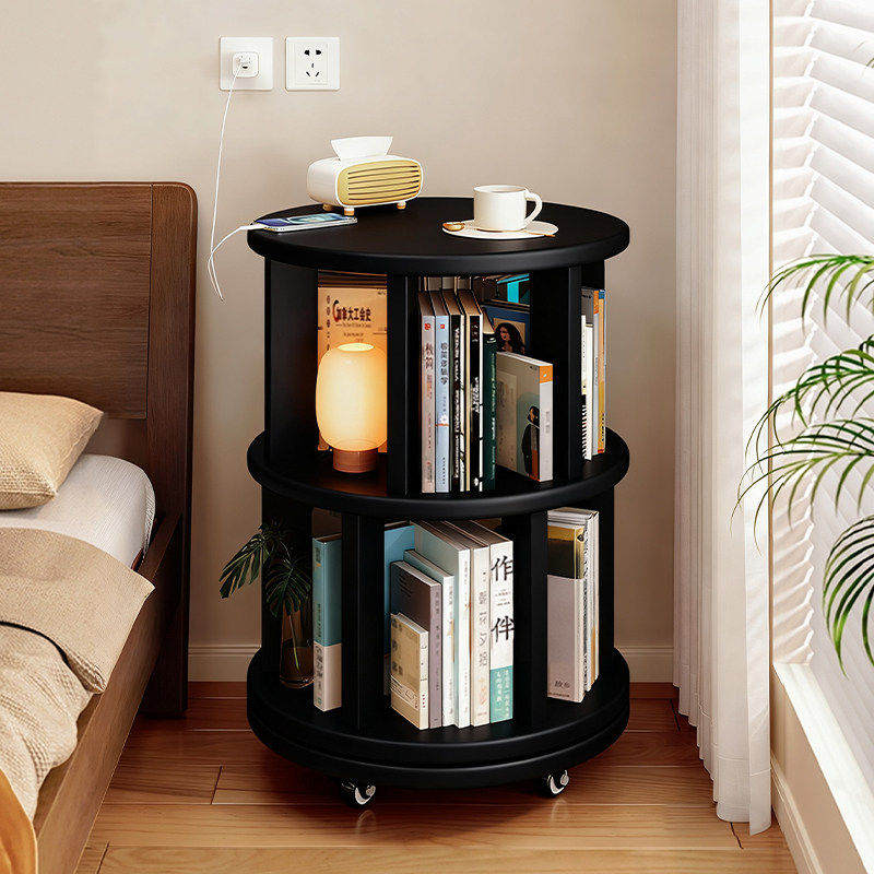 实木床头书架落地可旋转置物架床头柜替代品小型转角收纳储物书柜,住宅家具,书架,淘宝优惠券,粉丝福利购,淘宝优惠卷