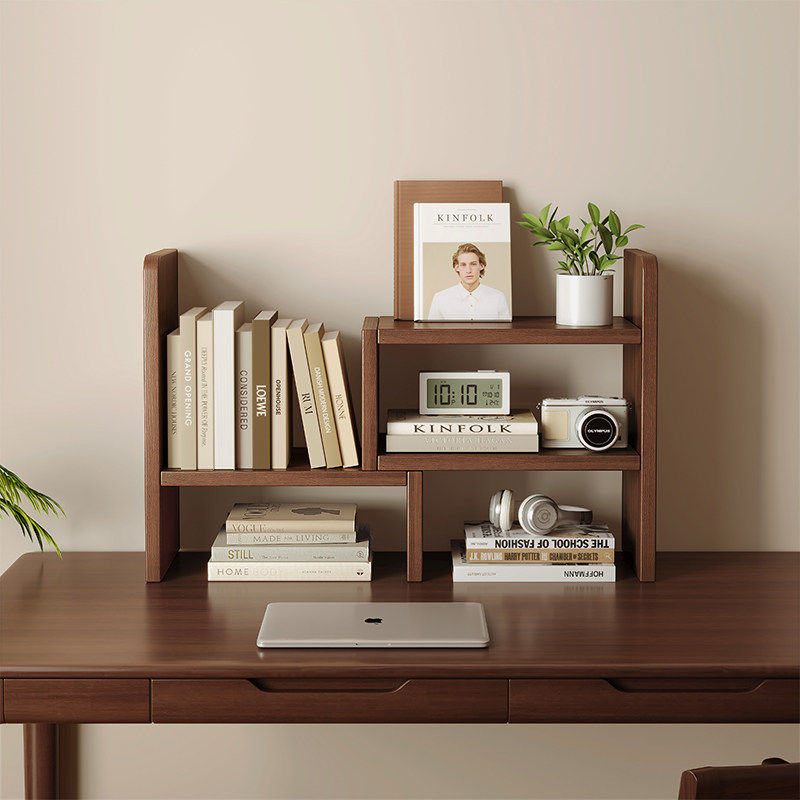 实木办公桌置物架可伸缩办公室工位收纳改造神器桌面书架桌上整理