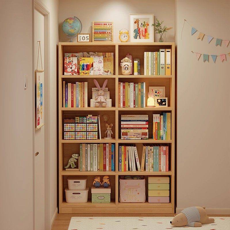 实木门后书架学生家用置物架落地收纳柜一体靠墙储物客厅多层书柜,住宅家具,书架,淘宝优惠券,粉丝福利购,淘宝优惠卷