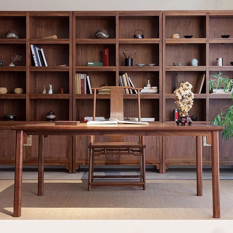 纯实木书桌书法桌毛笔书画案台新中式办公书房书桌简易国学桌佛山