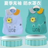 Детский летний водонепроницаемый фартук без рукавов, нагрудник для еды для девочек, с карманом, анти-грязь, сзади на завязках