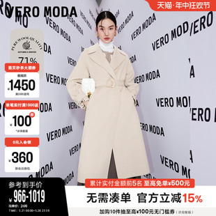 Vero Moda奥莱毛呢大衣春秋清仓复古翻领含羊毛大衣外套上衣女