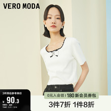 Moda奥莱夏季 清仓时尚 团方领短款 针织辣妹短袖 百搭T恤上衣女 Vero