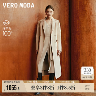 Vero 气质大衣上衣 Moda奥莱毛呢外套女秋冬新款 纯羊毛双排扣长款