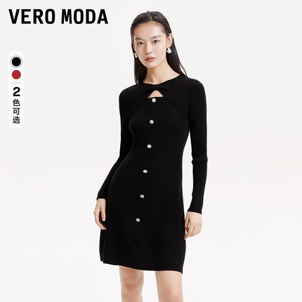 Vero Moda奥莱针织连衣裙子秋冬清仓优雅气质时尚复古修身女百搭