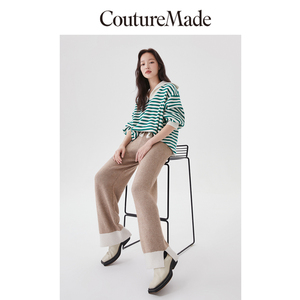 旧链接CoutureMade针织休闲裤子女秋冬简约拼色阔腿for veromoda