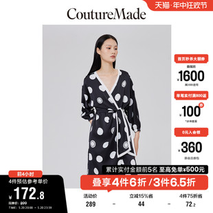 CoutureMade连衣裙子春秋清仓波点裙V领睡衣式 收腰女for veromoda