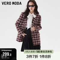 Vero Moda奥莱西装冬季清仓宽松格纹两粒扣小香风大衣外套上衣女