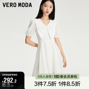 优雅甜美泡泡袖 Vero Moda奥莱连衣裙子夏季 新款 蕾丝娃娃领收腰女