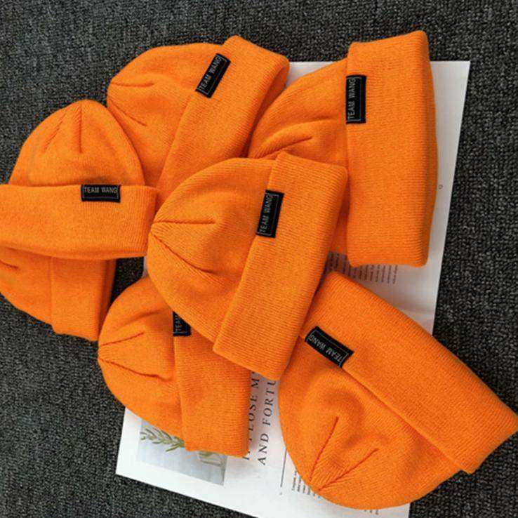 王嘉尔同款帽子橘色针织帽男潮牌秋冬季韩版保暖毛线帽嘻哈瓜皮帽|ruв категории Аксессуары, шляпа - от Buy2taobao.com для оказания профессиональной услуги покупки агента Taobao