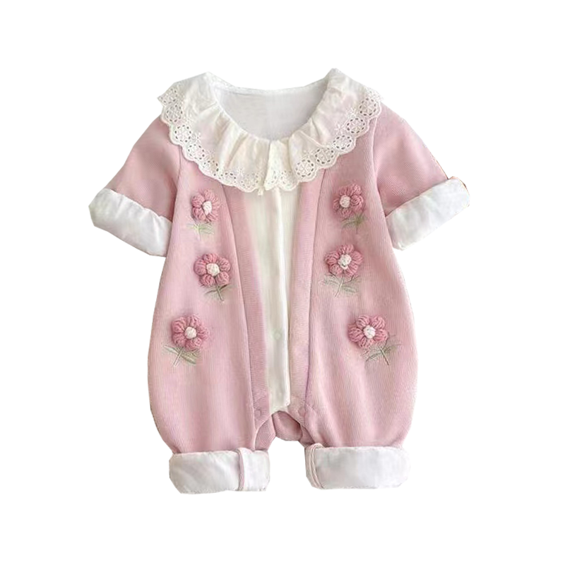 女宝宝公主哈衣新生婴儿衣服春装春季满月百天周岁外出连体衣春秋