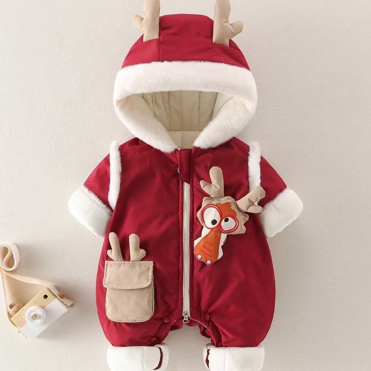 婴儿冬装棉服保暖连体衣