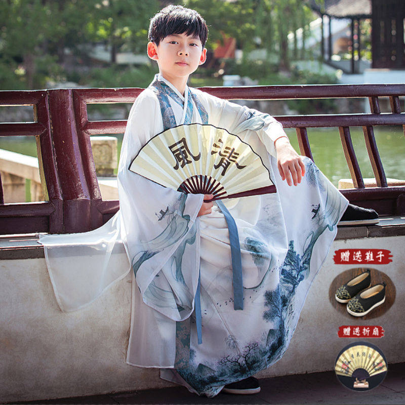 어린이 HANFU 소년 봄과 여름 젊은 주인의 고대 스타일 중국 학교 옷 슈퍼 요정 중국 스타일 당나라 정장 소년 의상 성능 의류