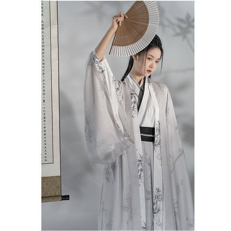 MENDU 고대 스타일 HANFU [PAINTED BAMBOO] 봄과 가을 같은 스타일 원래 송나라 인쇄 HANFU 정장