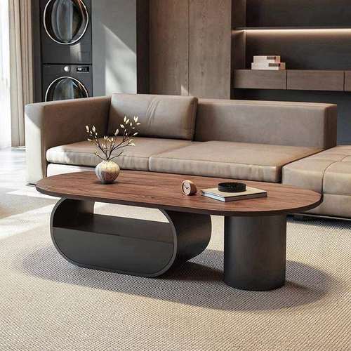 新款椭圆形实木多层板茶几小户型客厅轻奢感现代家用茶台桌子