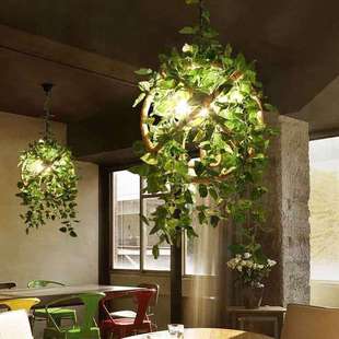 复古麻绳吊灯个性酒吧餐厅植物吊灯花店装饰灯工业风绿植吊灯
