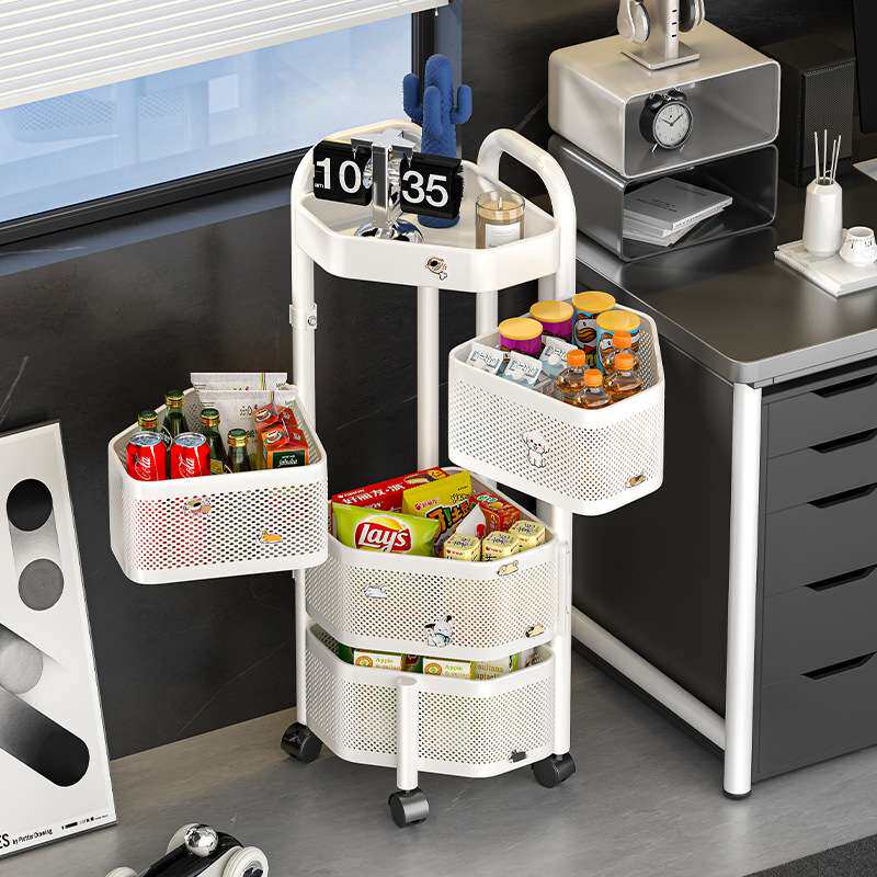 客厅转角可旋转零食收纳架厨房落地式三角放果蔬菜篮多层置物架子