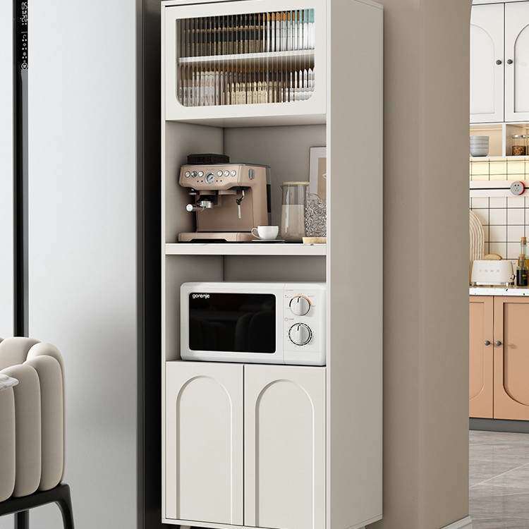 法式岩板餐边柜高柜一体现代简约小户型窄厨房碗筷储物柜微波炉柜