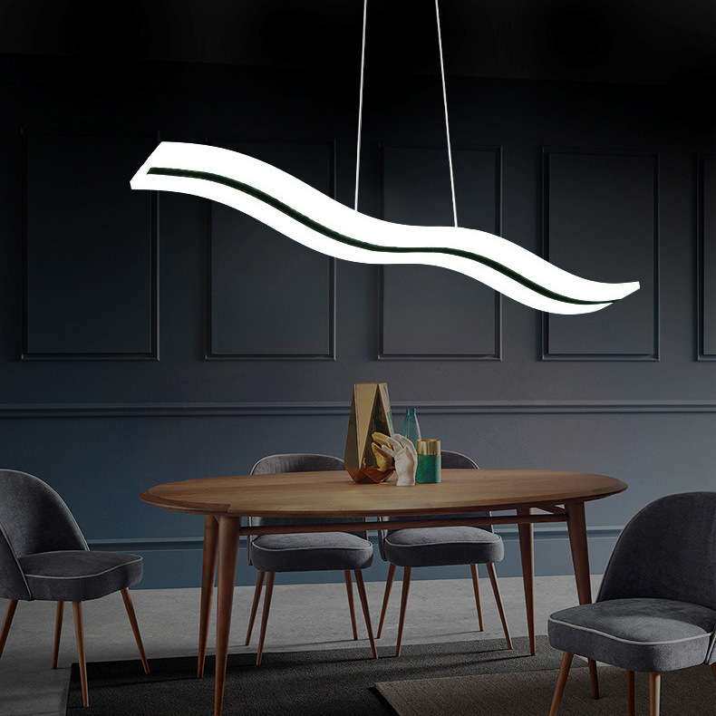 简约led餐厅时尚S形曲线创意餐吸顶长形亚克力吧台吊灯