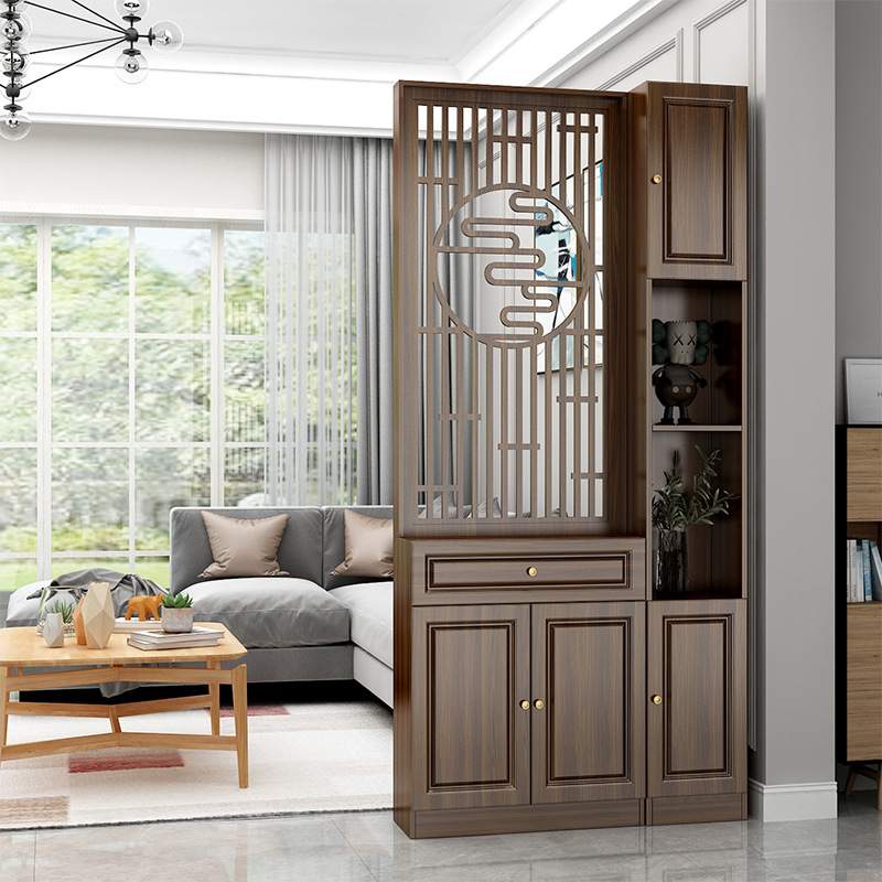 新中式简约玄关柜进门屏风隔断客厅入户正对门遮挡酒柜置物架鞋柜