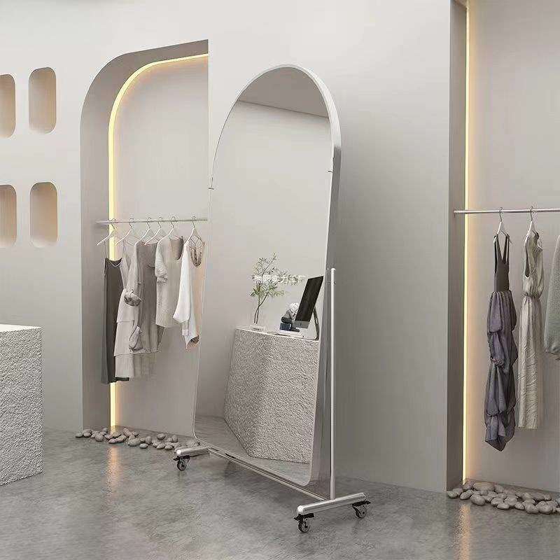 可移动全身镜带轮试衣镜显瘦显高可调节舞蹈镜服装店落地镜