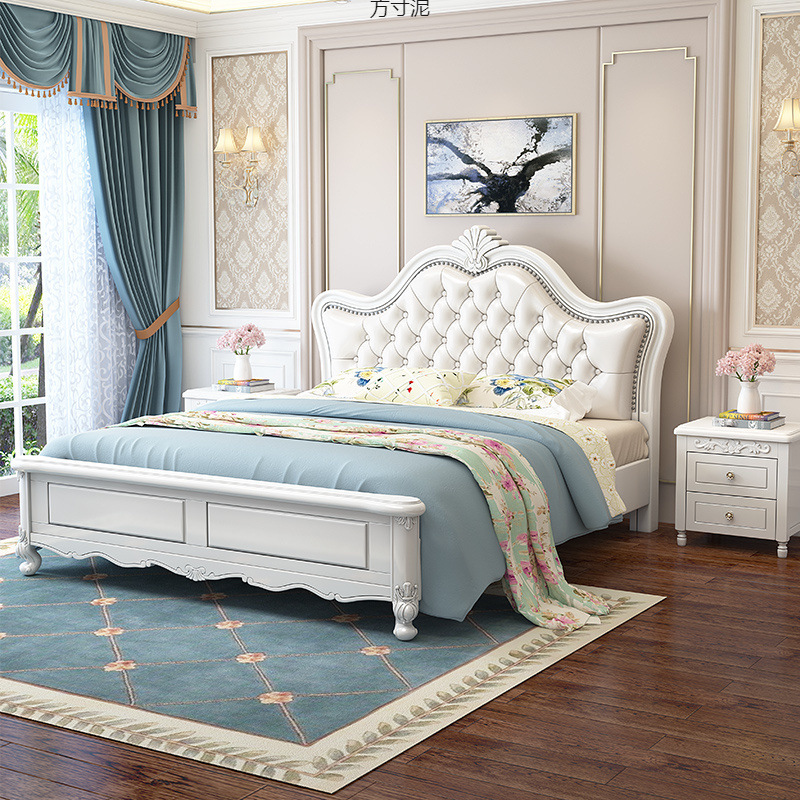 主卧美式木床1.8米软包白色欧式1.5m公主双人婚床现代简约厂
