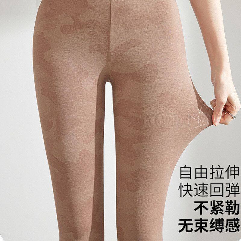 收腹裤薄瑜伽裤芭比薄款运动迷彩九分穿外女夏裸感鲨鱼裤女夏季