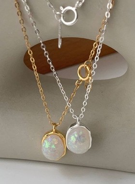 轻奢设计S925韩国小众高级感锁骨链纯银复古小红书欧泊石女款项链