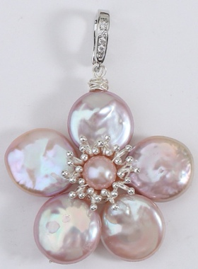 花瓣巴洛克扣淡水吊坠手工编织