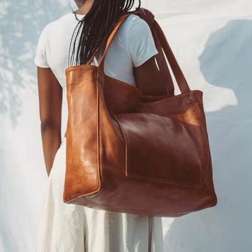 New Women's Large Bag with Soft Leather Handheld bag Should