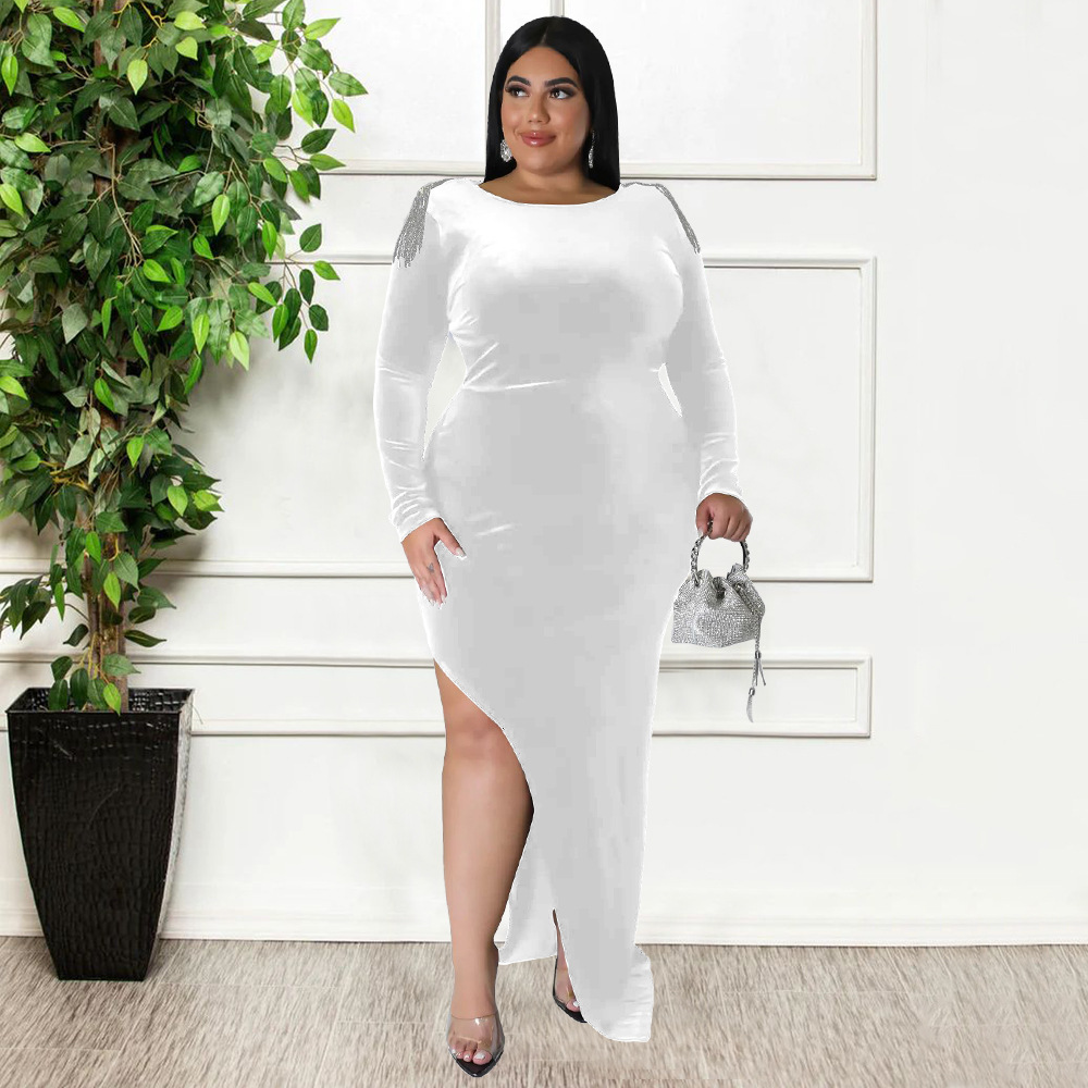 欧美大码连衣裙Autumn winter fat women plus size party dress