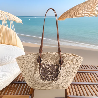 Large capacity fashion woven tote bag, vacation beach bag,