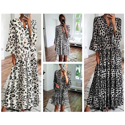 platform women's leopard print dress, bohemian long skirt
