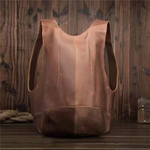 Retro  Soft Leather Male Female Beetle Backp bag