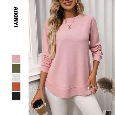New Women's Loose Casual T-shirt Knitted Long Sleeve shirt