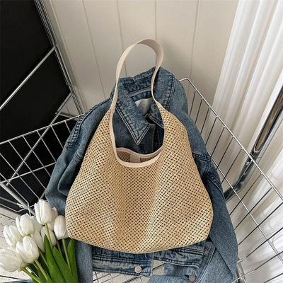 women Vintage woven large capacity single shoulder beach Bag